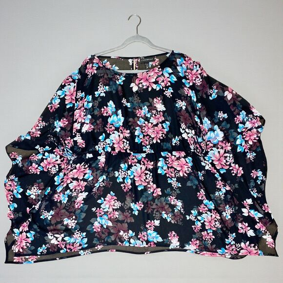 Lane Bryant Plus 18/20 Black Floral Sheer Kimono Over piece Layering Chic - Picture 4 of 9